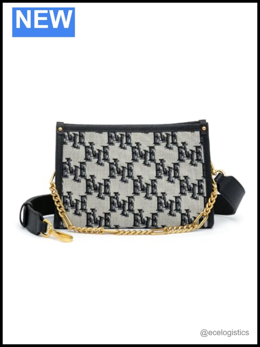 Jacquard Monogram Chain Handle Convertible Shoulder Crossbody Bag with